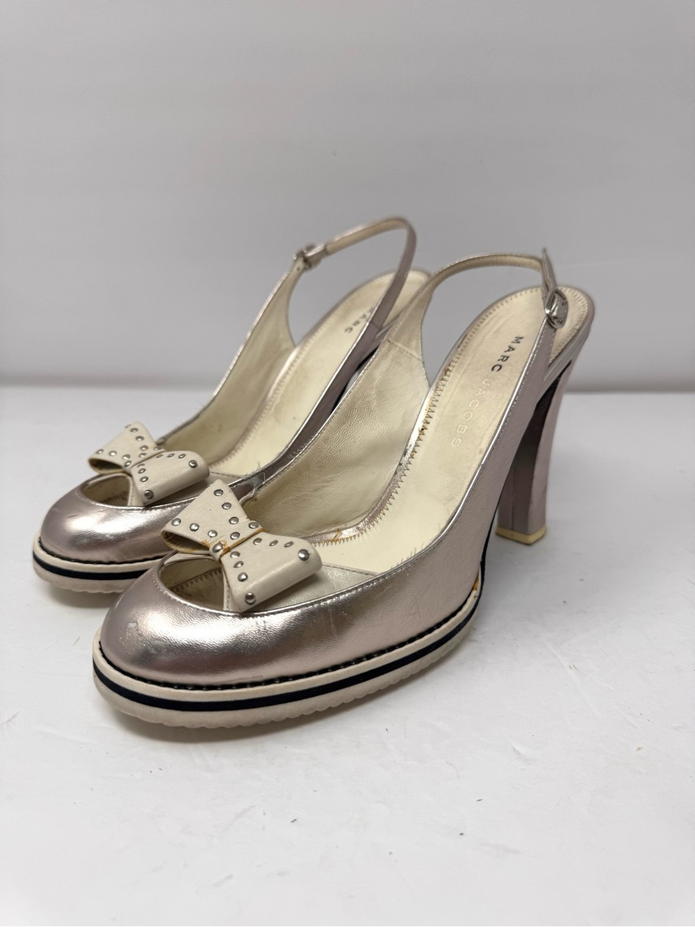 MARC by MARC JACOBS silver metallic slingback heels, made in Italy, size 9